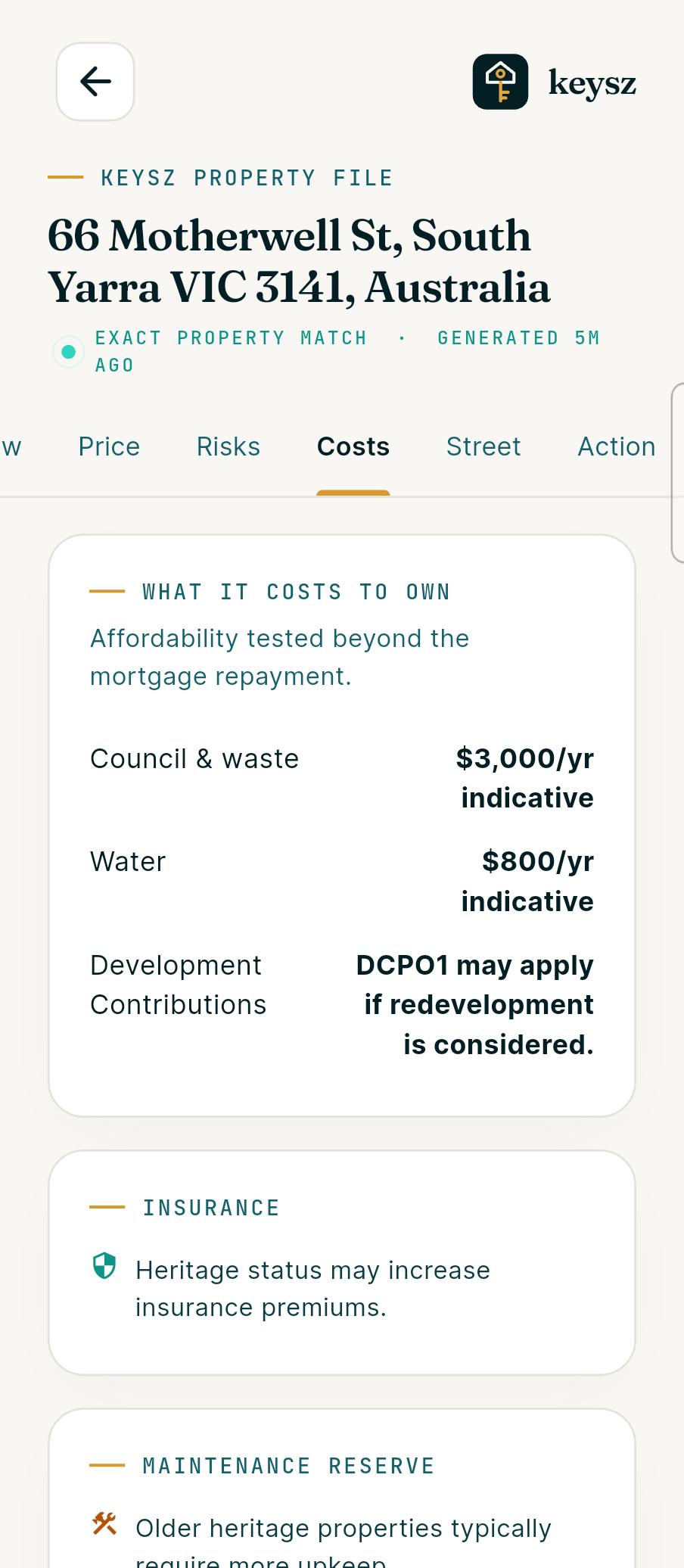 keysz app - True ownership costs